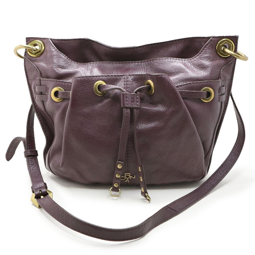 OrYany Leather Shoulder Bag Purple Hobo Slouchy Boho Purse Brass Hardware - Picture 2 of 16